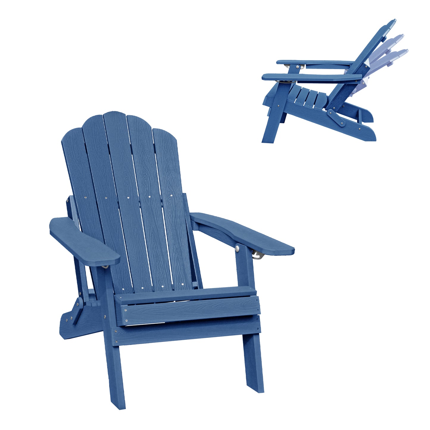 Adjustable Adirondack Chair with Cup Holder, All Weather Chair for Deck(Blue)