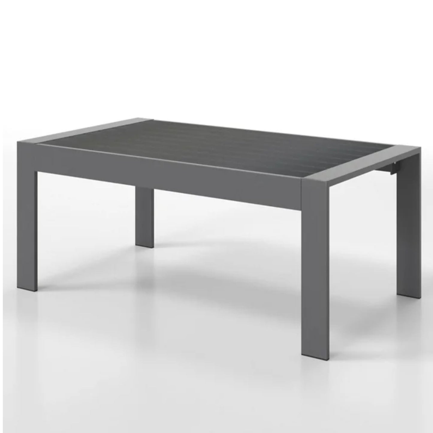 43" All-Weather Aluminum Patio Coffee Table, Modern Gray Rectangle Outdoor Table
