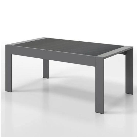 43" All-Weather Aluminum Patio Coffee Table, Modern Gray Rectangle Outdoor Table