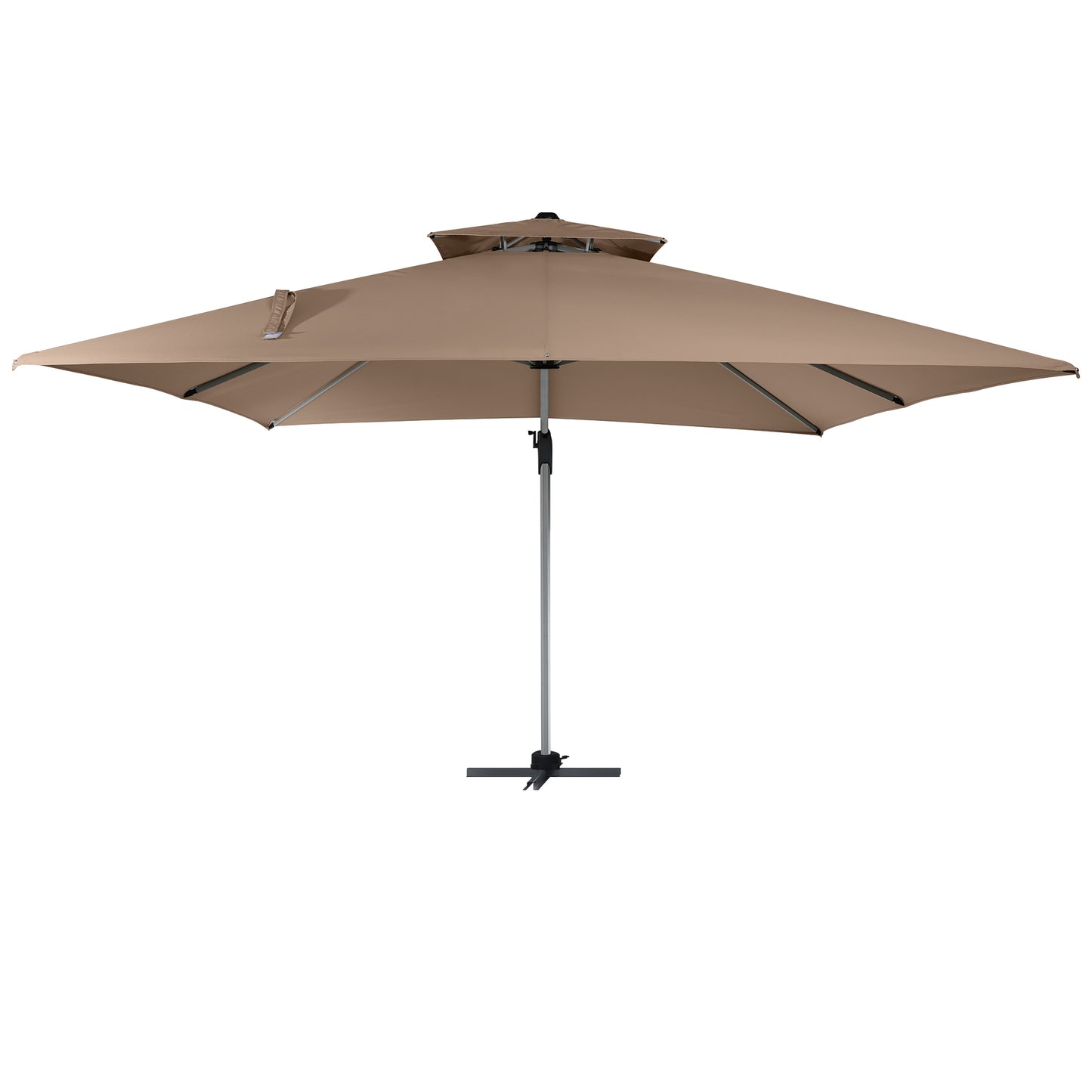 11FT Patio Umbrella Outdoor Square Double Top Umbrella in Brown(without Umbrella Base)