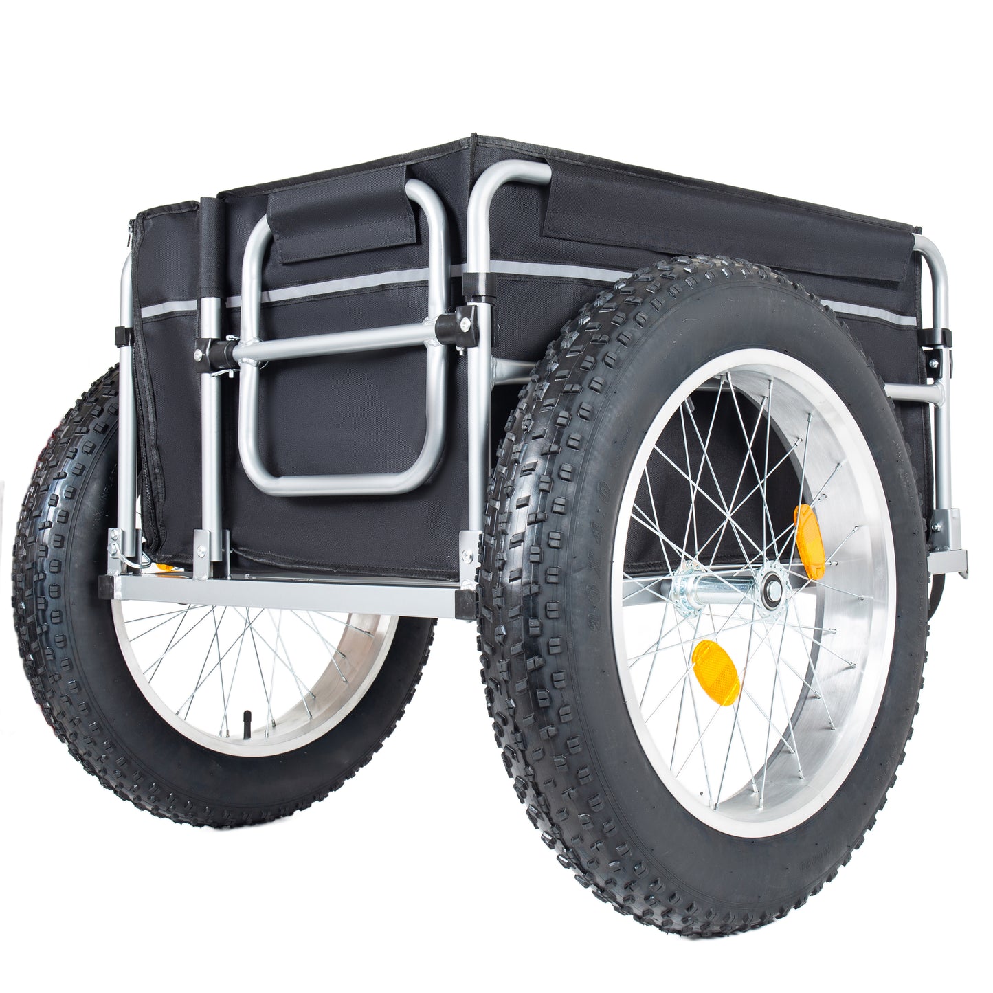 Upgraded 23"x4.0 Fat Tires Bike Cargo Trailer, 150LBS Load Capacity Heavy-Duty Bicycle Wagon Cart, Foldable Compact Storage, Universal Safe Hitch System, for Camping, Groceries & Hauling Essentials