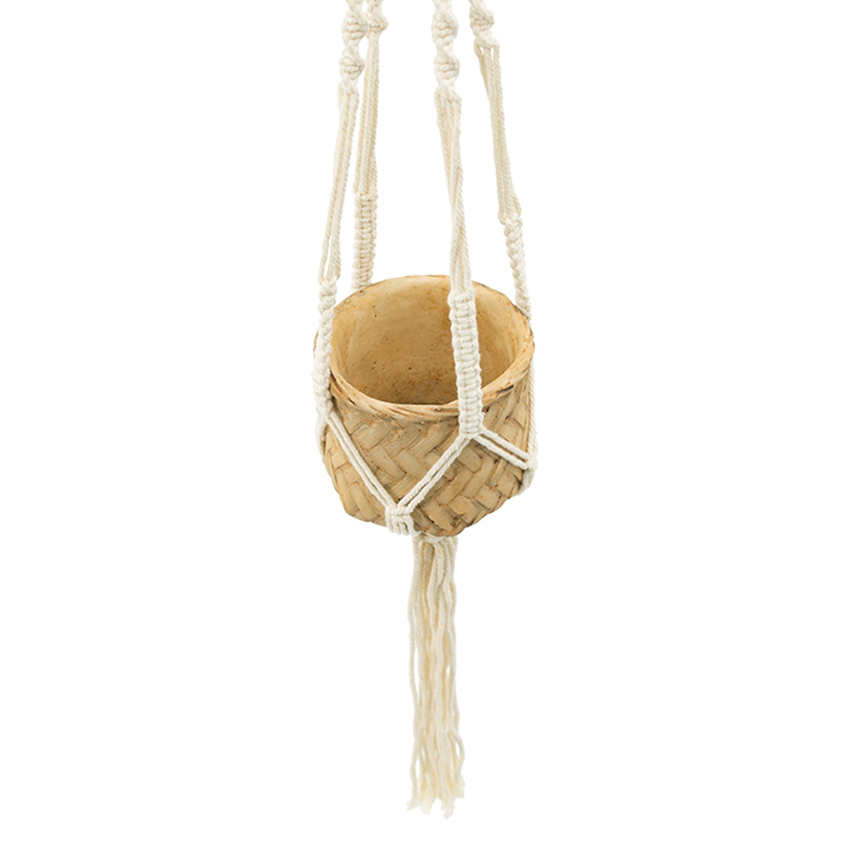 Set of 2, 5x5x4.5" Hanging Planter With Cotton Hanger, Bohemian Style