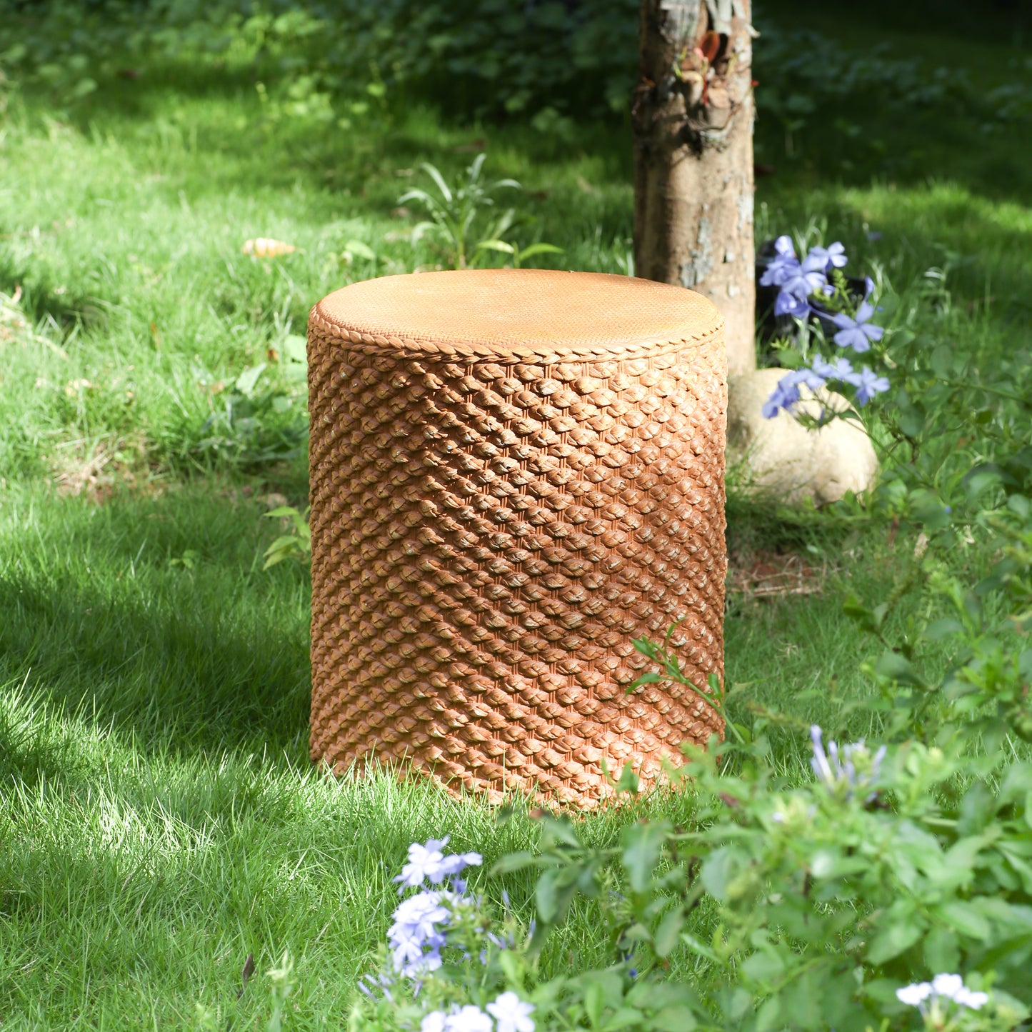 Evie Outdoor Patio Round MGO Side Table, Brown
