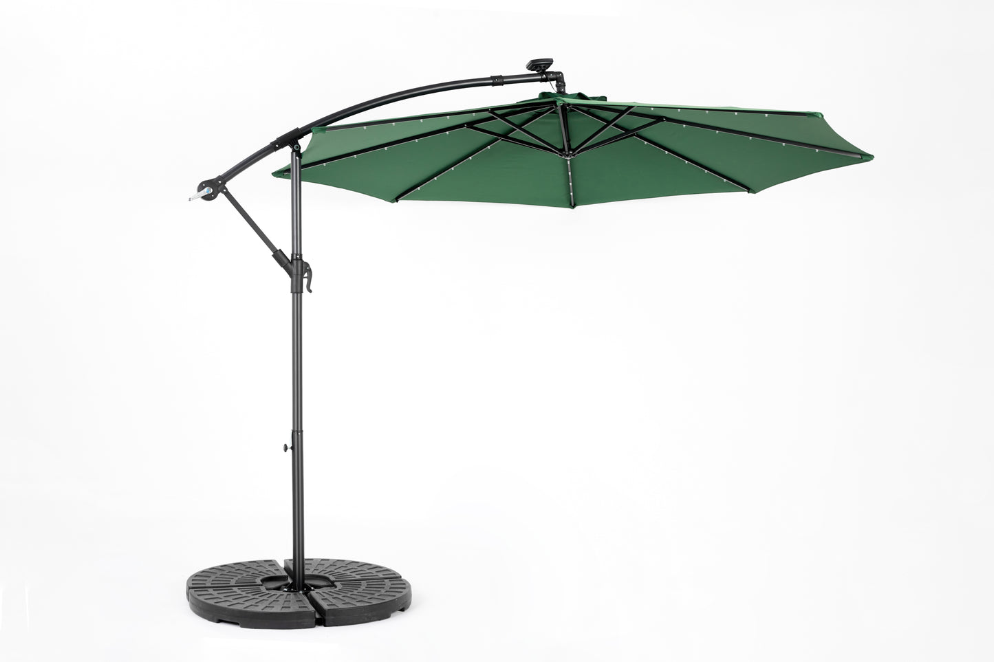 10ft Solar LED Offset Hanging Market Patio Umbrella  ( Dark green )(No Base)