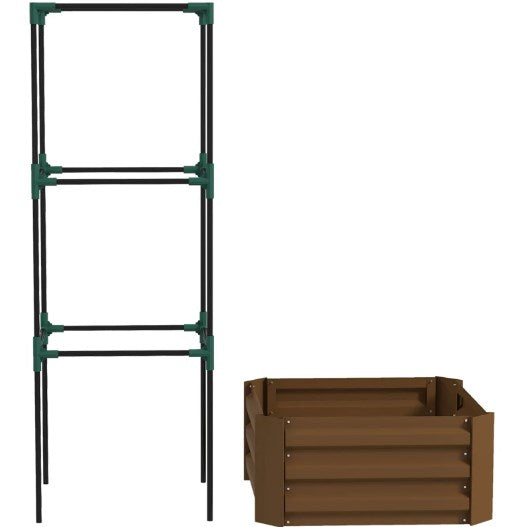 Garden Bed,Raised Garden Bed,Galvanized Planter Box with Cage for Climbing Vines