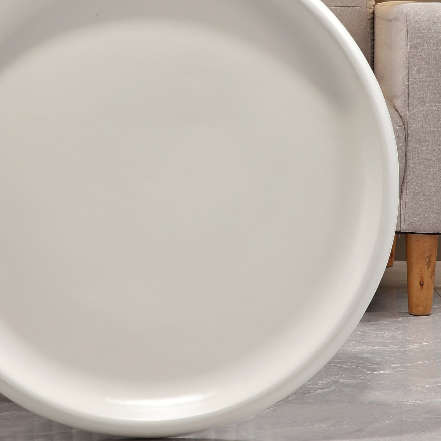 White Magnesium Oxide Fluted Pedestal Coffee Table   27.56" Diameter Round Center Table