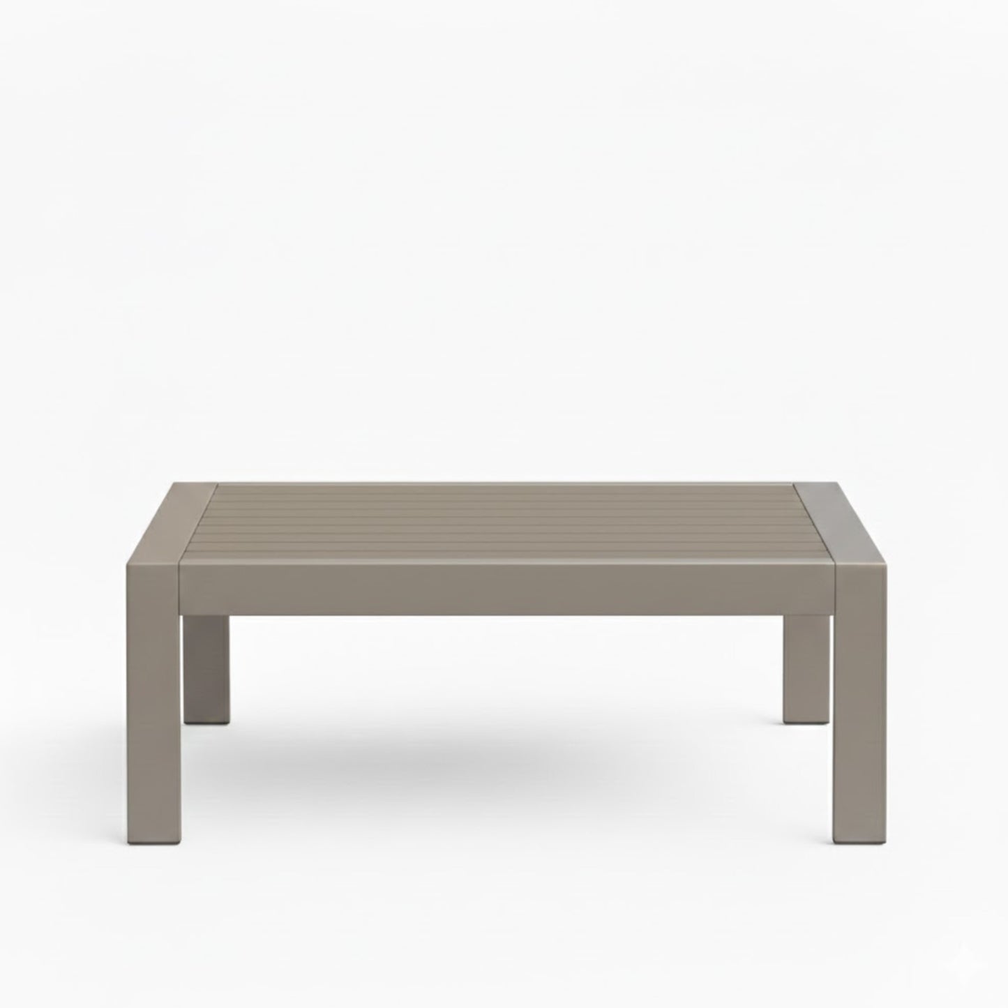 43" x 24" All-Weather Metal Outdoor Coffee Table with Wood-Look Top and Khaki Frame