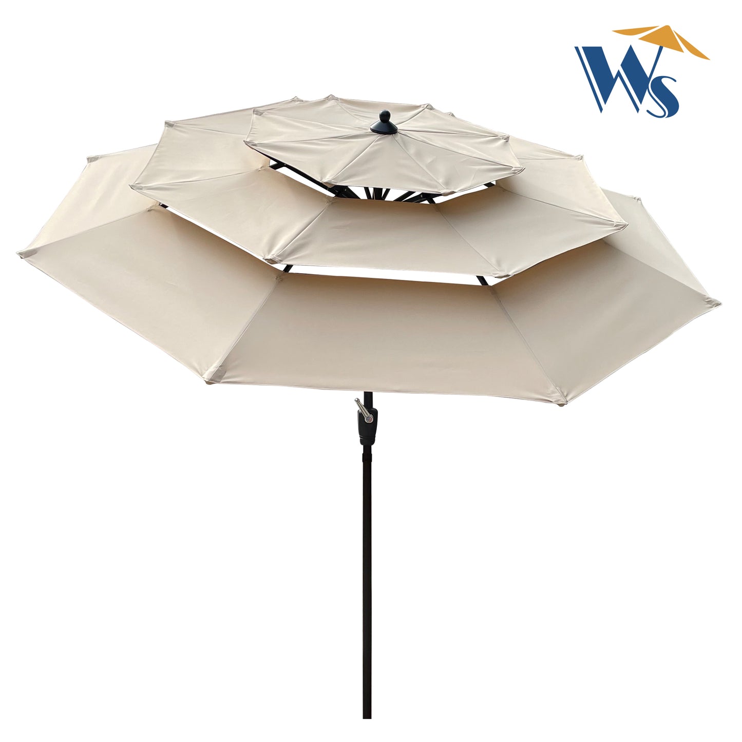 9Ft 3-Tiers Outdoor Patio  Umbrella with Crank and tilt and Wind Vents for Garden Deck  Backyard Pool Shade Outside Deck Swimming Pool