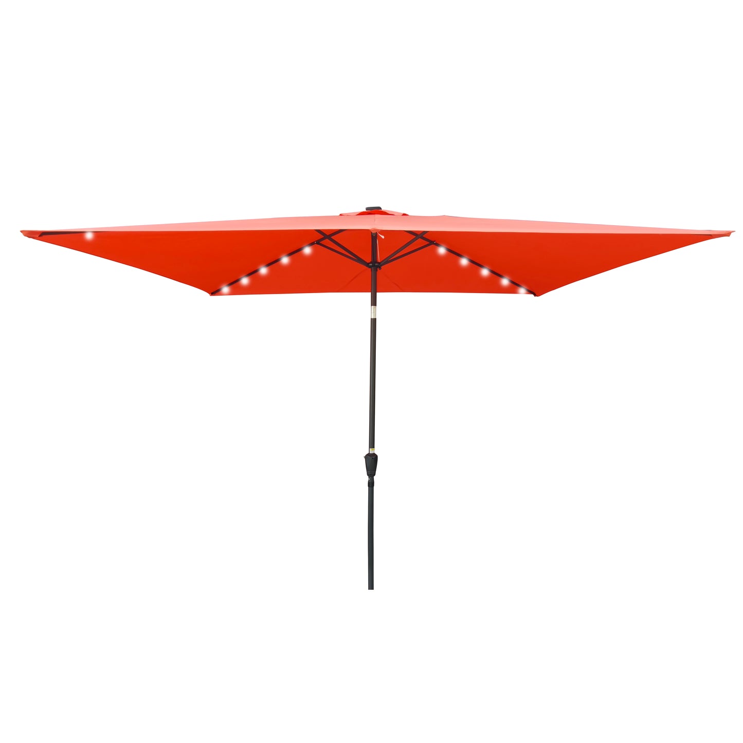 10 x 6.5t Rectangular Patio Solar LED Lighted Outdoor Umbrellas with Crank and Push Button Tilt for Garden Backyard Pool Swimming Pool