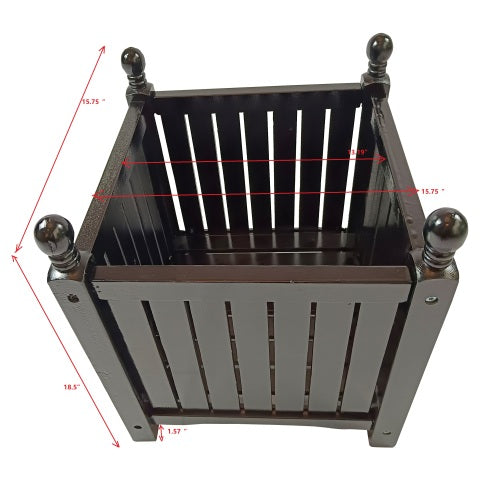 Wood Outdoor Square Wooden Flower and Herb Pot for Garden, Porch and Patio, Plant and Vegetable Container, Planter