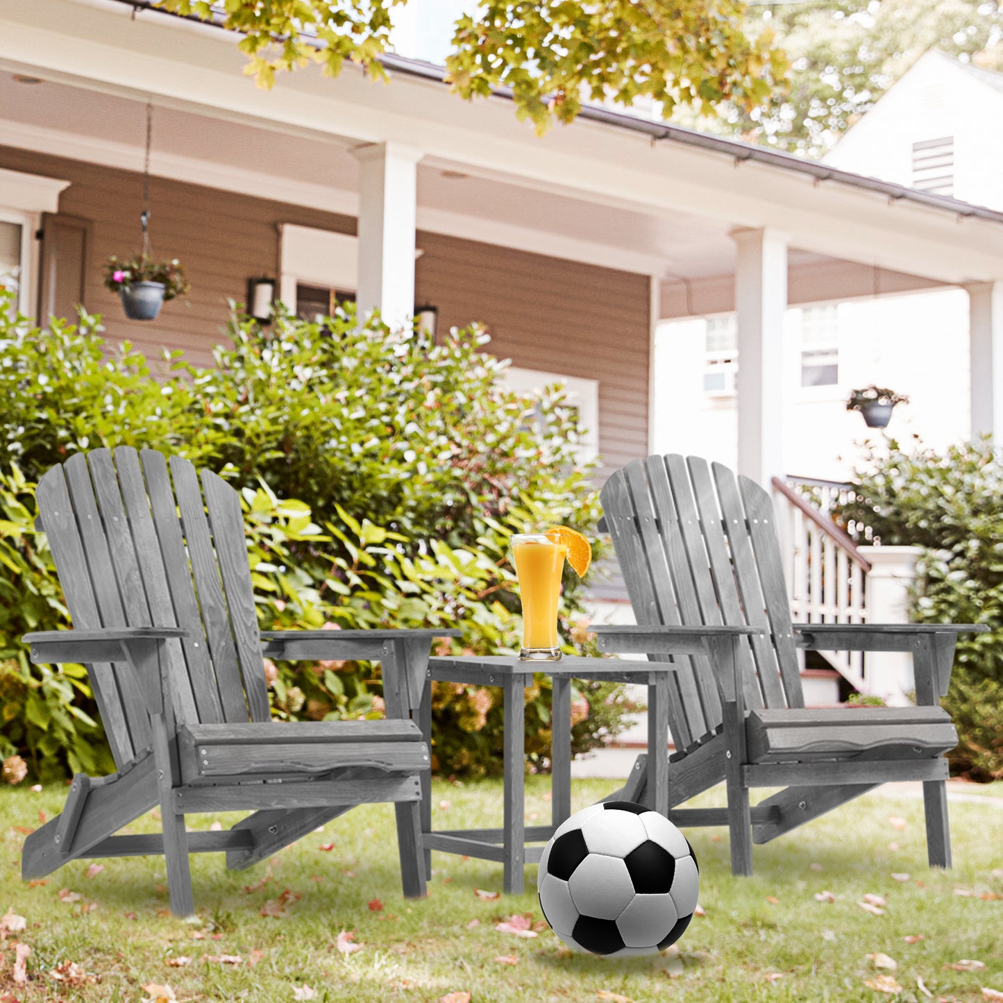 Wood Lounge Patio Chair for Garden Outdoor Wooden Folding Adirondack Chair Set of 2 Solid Wood Lounge Patio Chair for Garden, Lawn, Backyard,