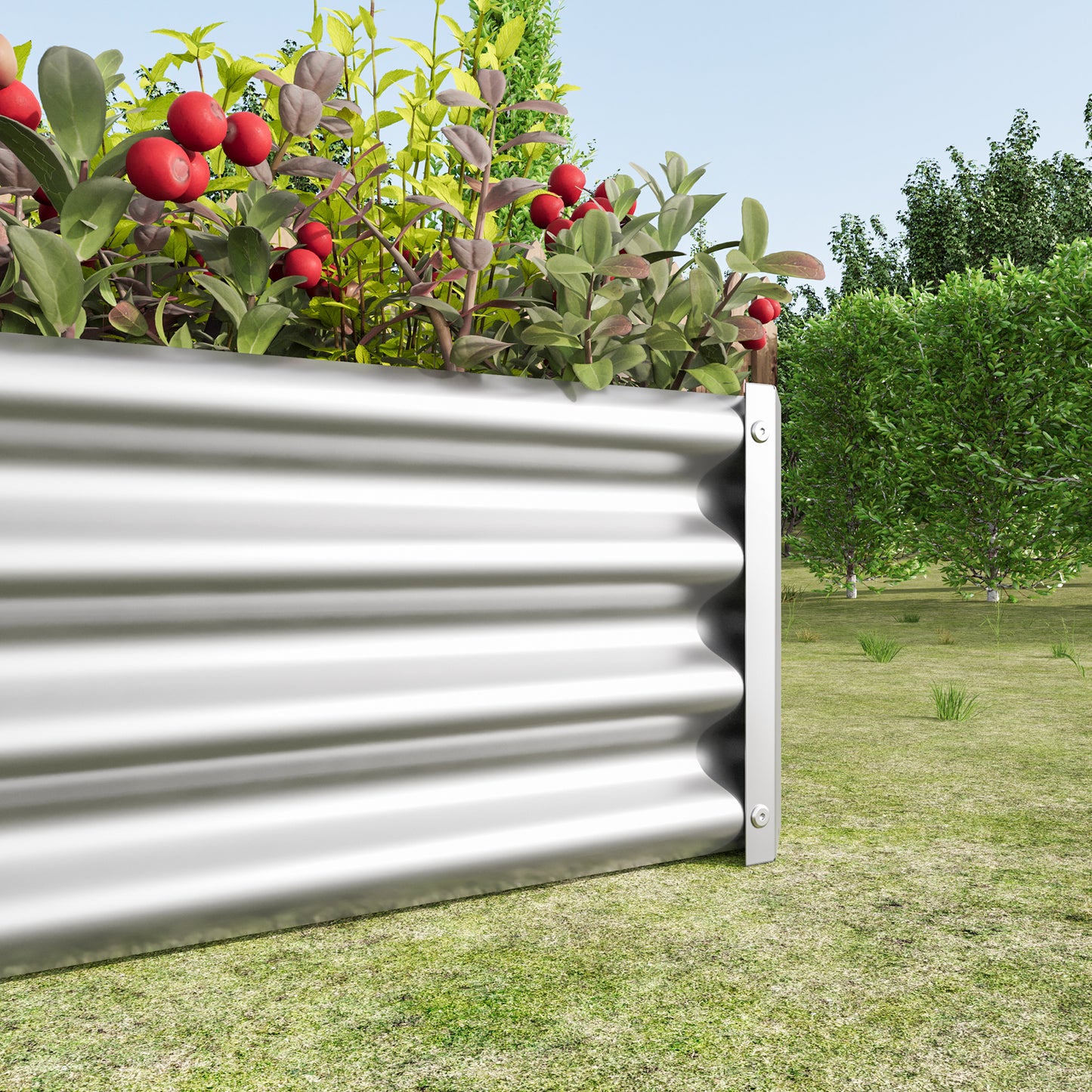 2PCS Silver 4×2×1ft Metal Raised Garden Bed, Rectangle Raised Planter for Flowers Plants, Vegetables Herb