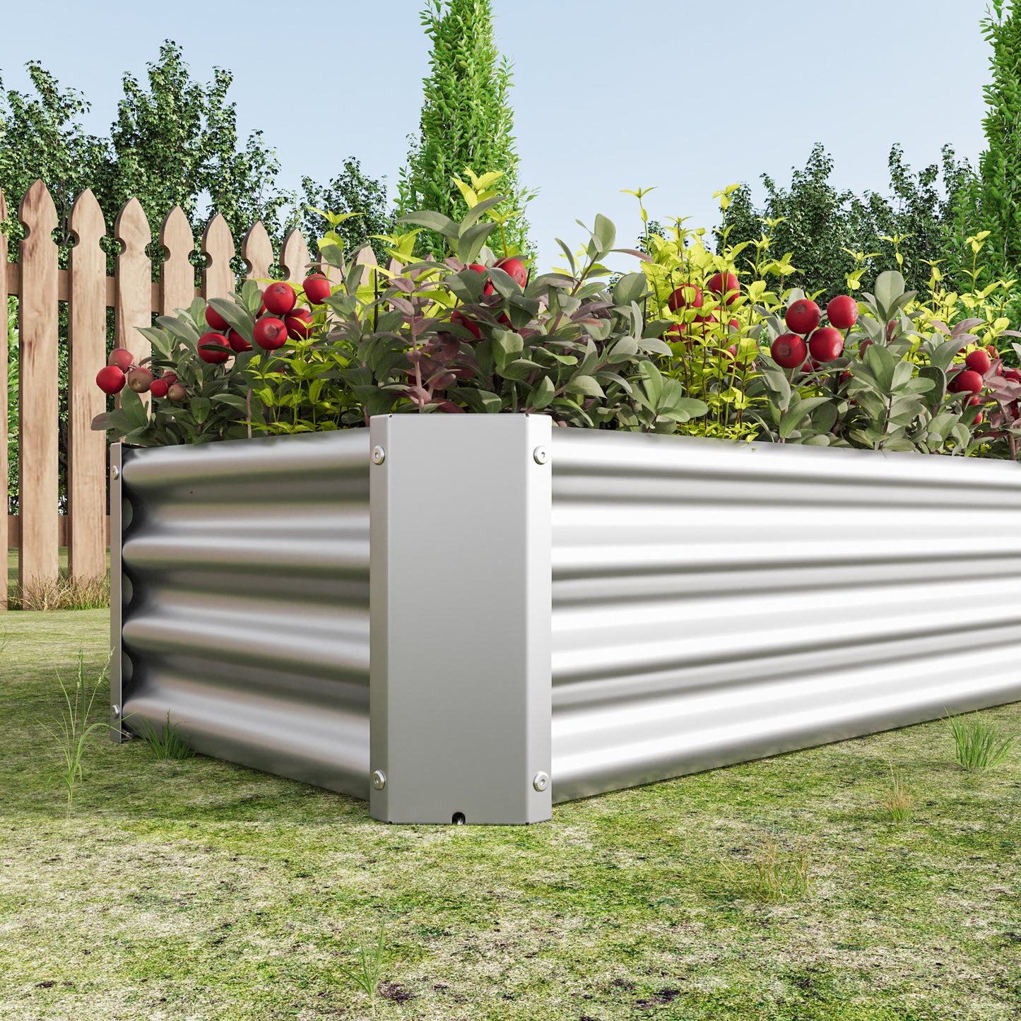 2PCS Silver 4×2×1ft Metal Raised Garden Bed, Rectangle Raised Planter for Flowers Plants, Vegetables Herb
