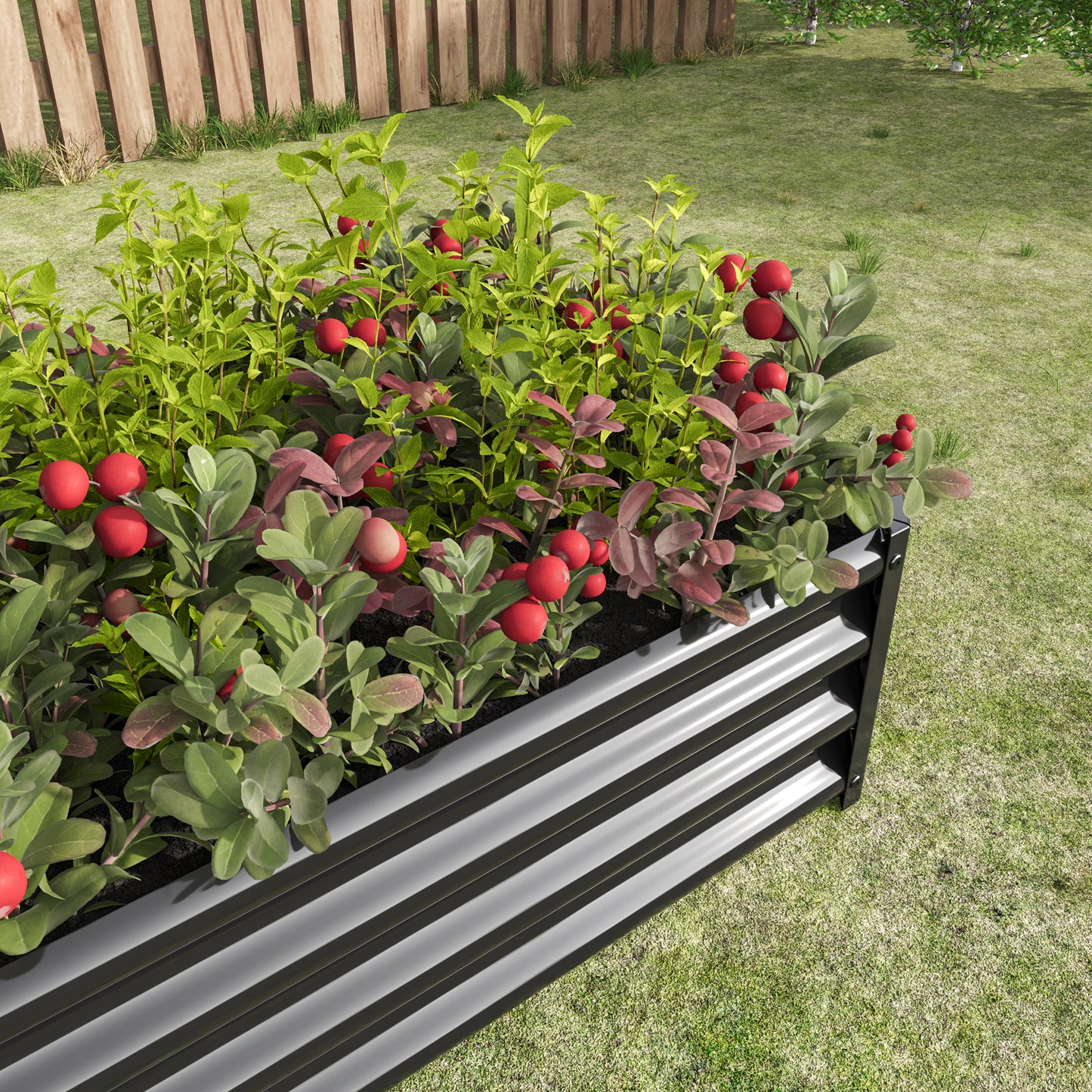 Black 4×2×1ft Metal Raised Garden Bed, Rectangle Raised Planter for Flowers Plants, Vegetables Herb
