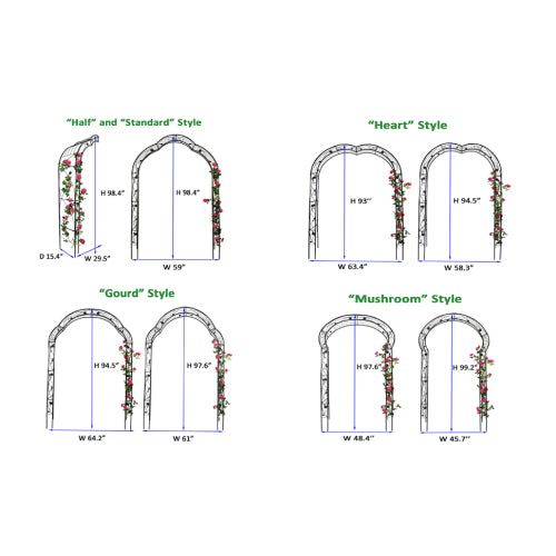 98.4 in. Metal Garden Arch Garden Arbor Trellis Plants Support Rose Arch Outdoor Wedding Party Arch