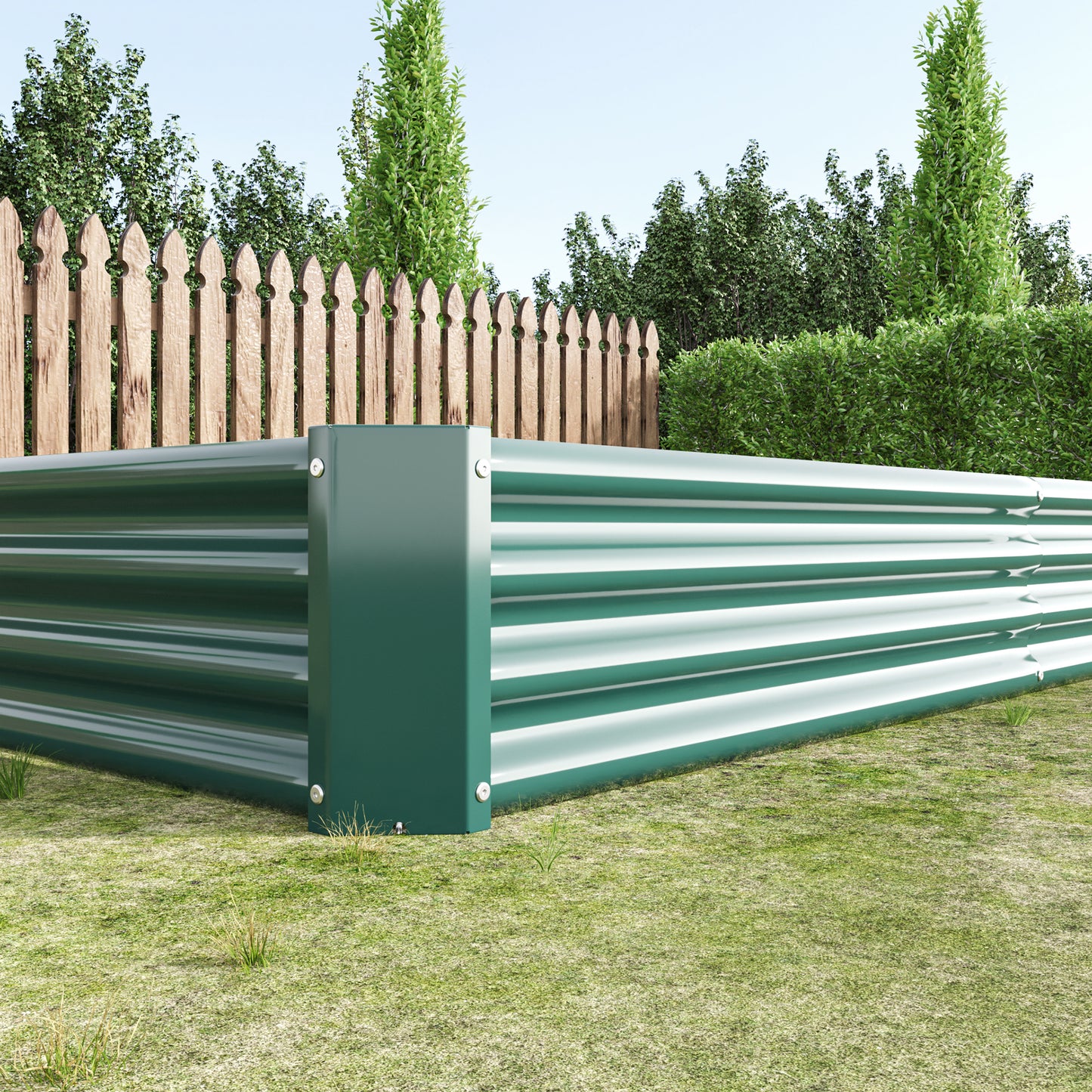 2PCS Green 8×4×1ft Metal Raised Rectangle Garden Planter Beds