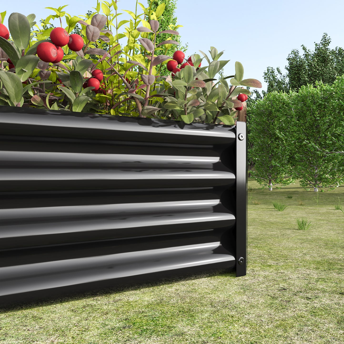 Black 4×2×1ft Metal Raised Garden Bed, Rectangle Raised Planter for Flowers Plants, Vegetables Herb