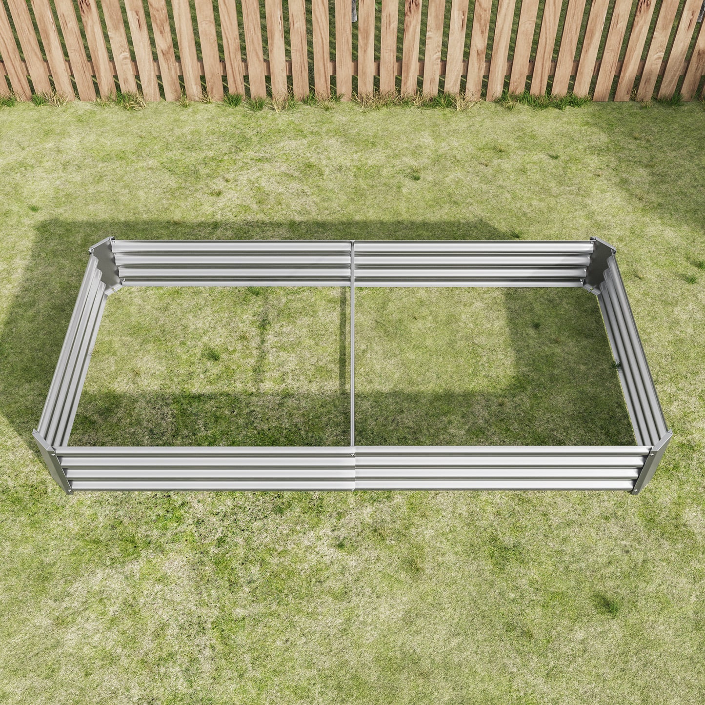 2PCS Silver 8×4×1ft Metal Raised Rectangle Garden Planter Beds