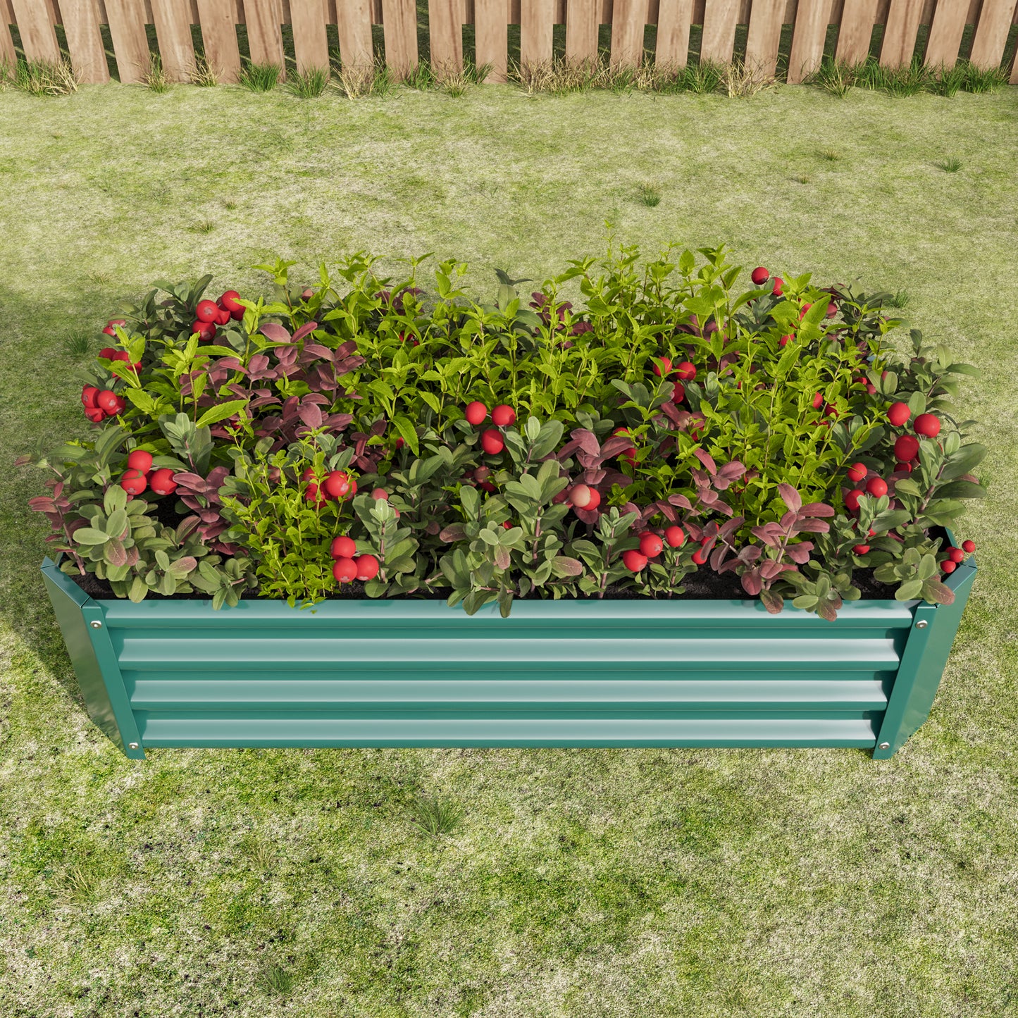 2PCS Green 4×2×1ft Metal Raised Garden Bed, Rectangle Raised Planter for Flowers Plants, Vegetables Herb