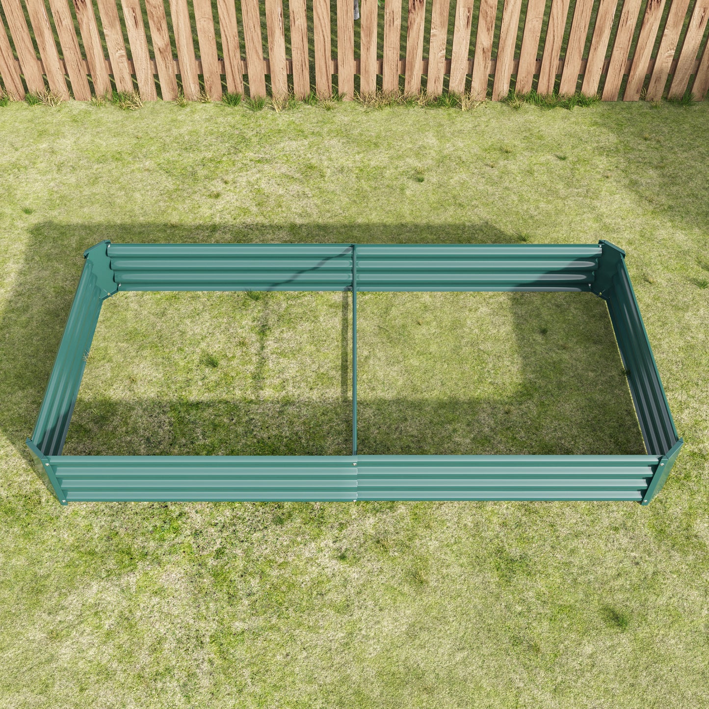 2PCS Green 8×4×1ft Metal Raised Rectangle Garden Planter Beds