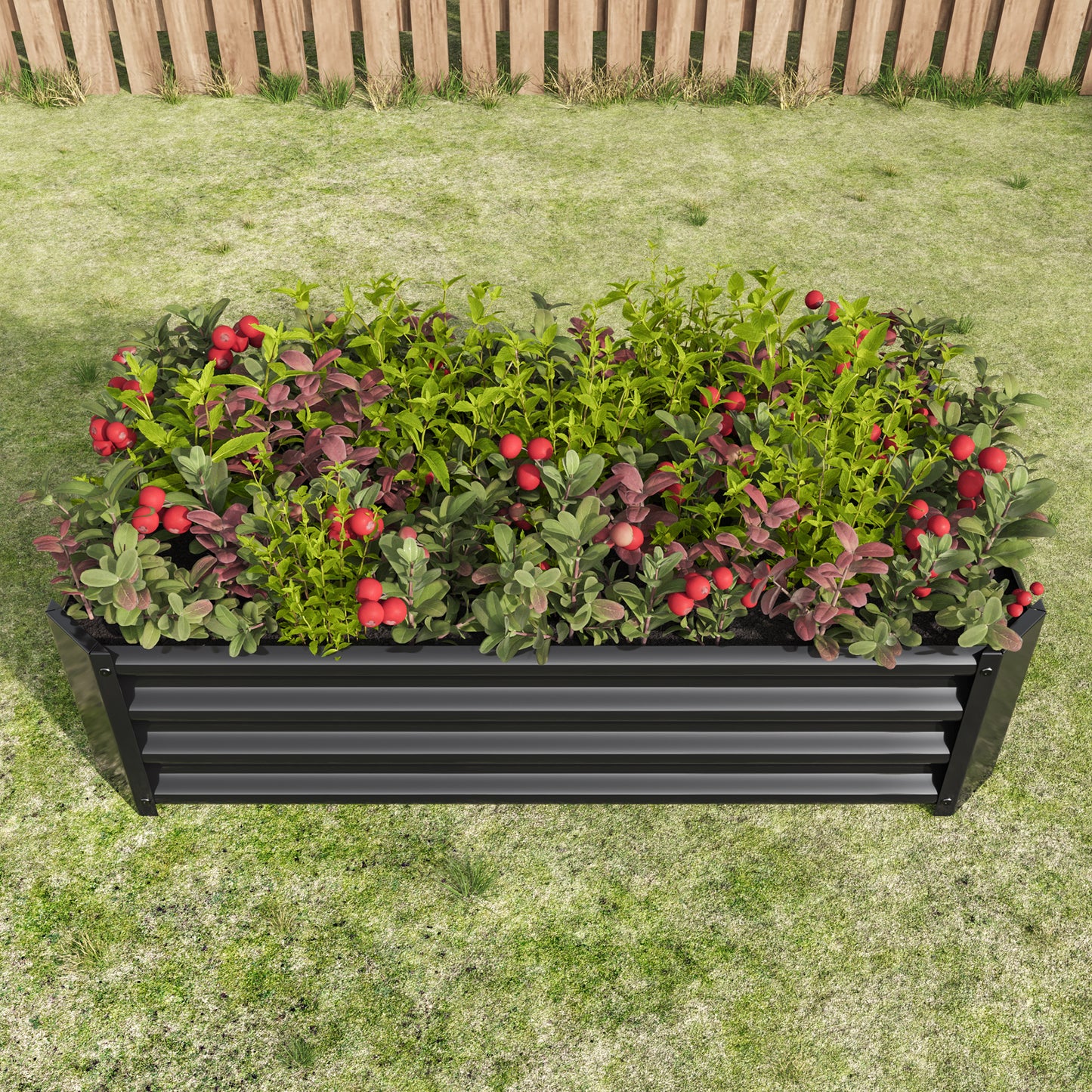 2PCS Black 4×2×1ft Metal Raised Garden Bed, Rectangle Raised Planter for Flowers Plants, Vegetables Herb