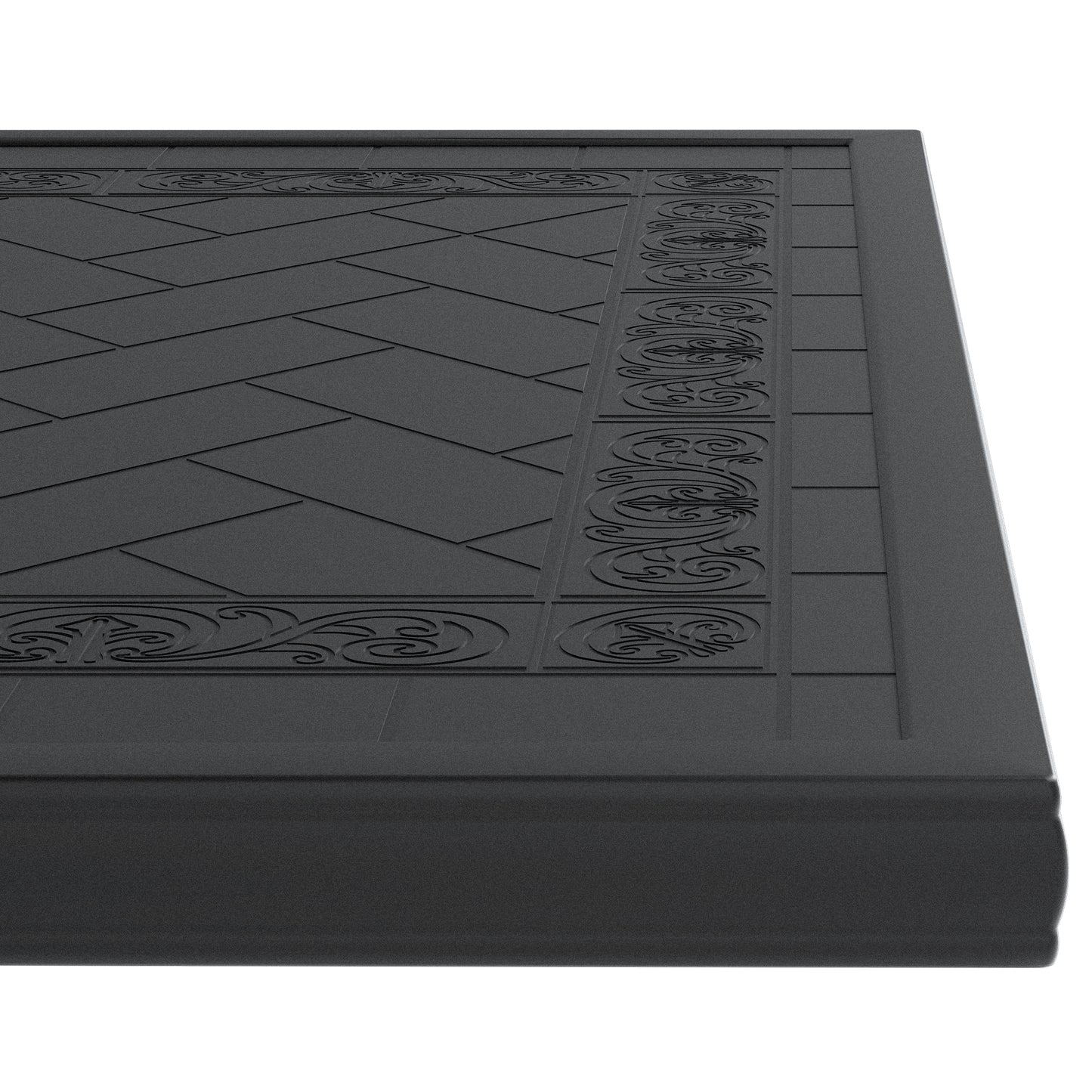 L59.05*W35.43-inch Cast Aluminum Patio Dining Table With Black Frame and Carved Texture on the Tabletop (same sku: W171084480)