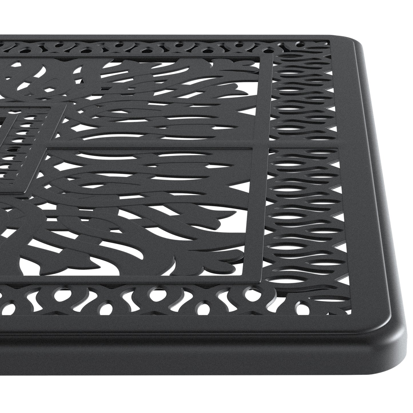 L58.27*W34.65-inch Cast Aluminum Patio Dining Table With Black Frame and Umbrella Hole (same sku: W171084481)