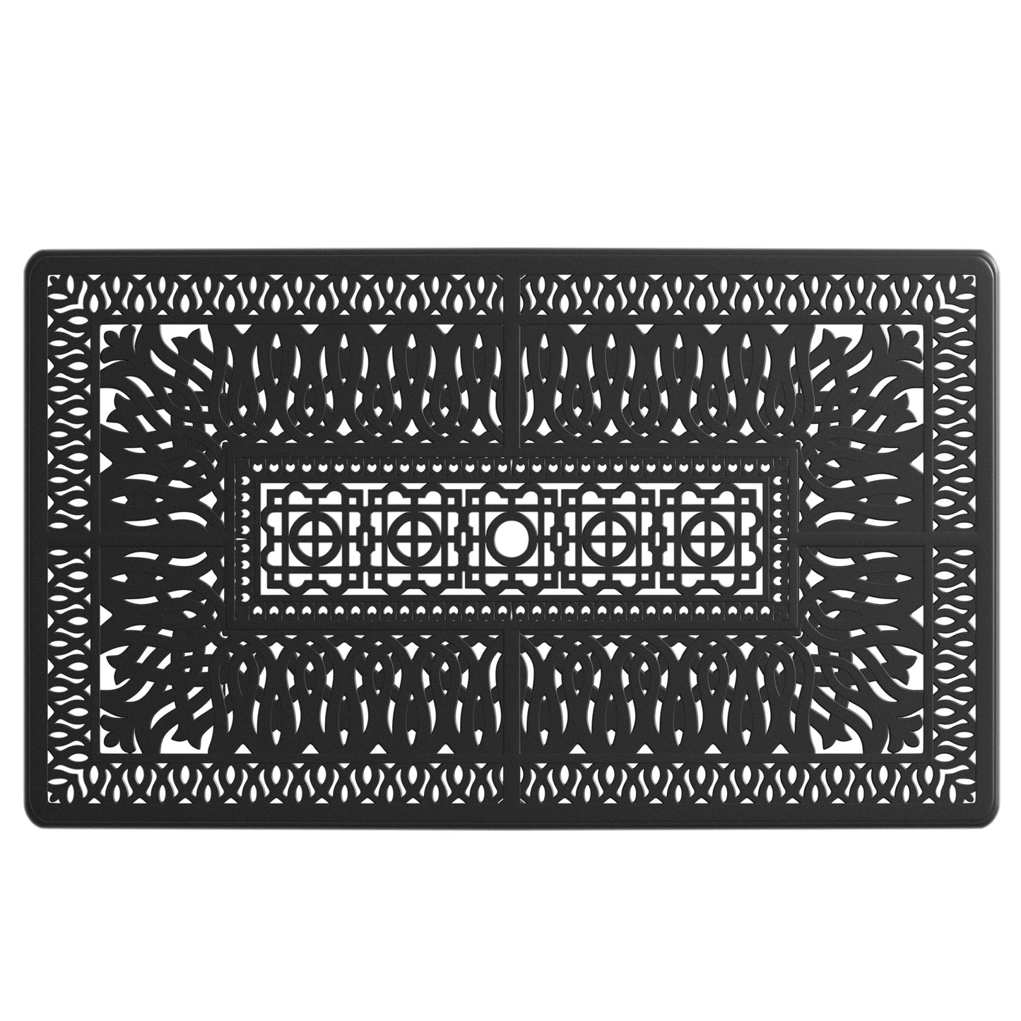 L58.27*W34.65-inch Cast Aluminum Patio Dining Table With Black Frame and Umbrella Hole (same sku: W171084481)