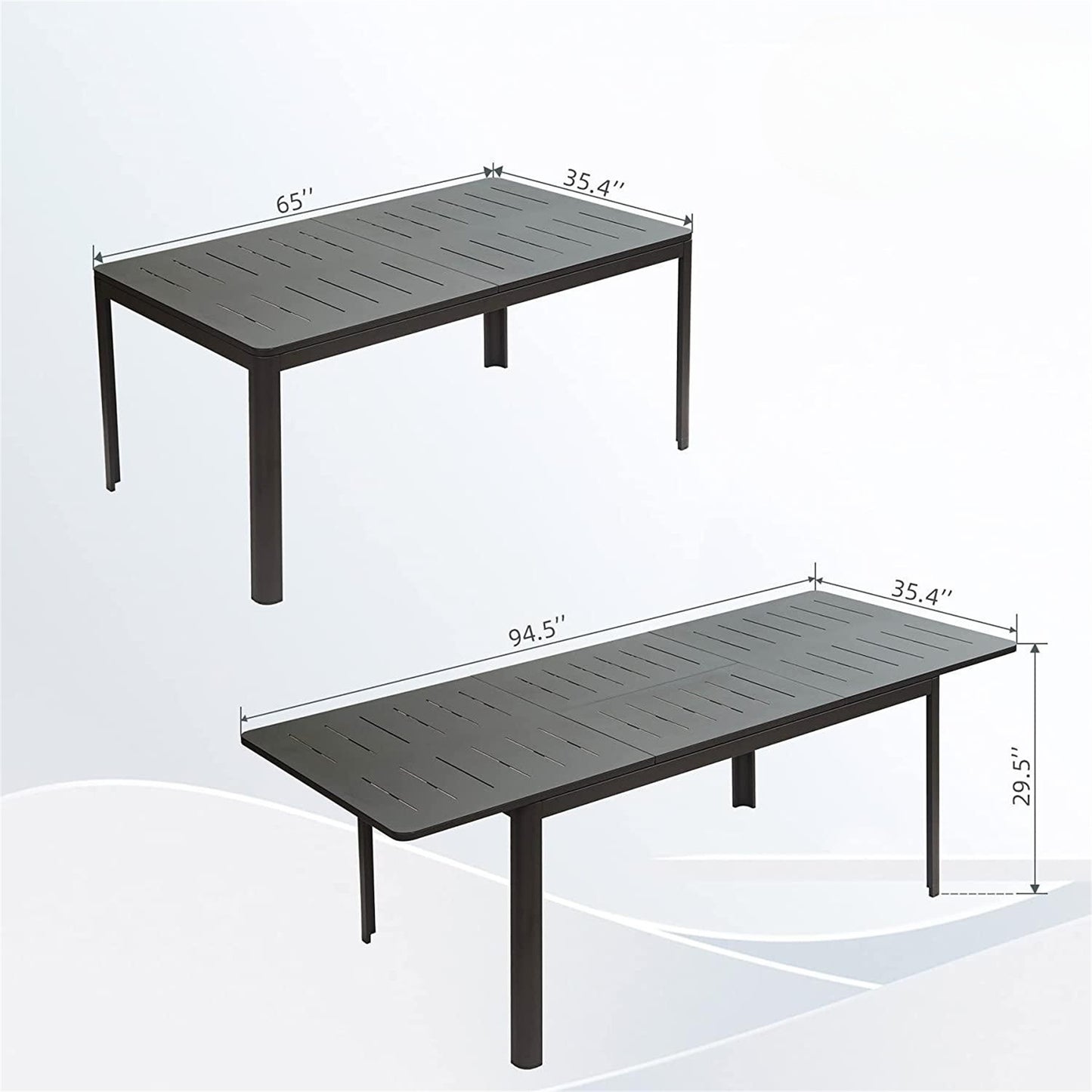 Patio Dining Expandable Table, Metal Aluminum Outdoor Table for 6-8 Person Rectangular Table for Porch Lawn Garden Bistro(1 Table)