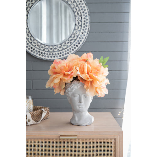 Greek Style Cement Head Planter - Indoor Outdoor Home Garden Decor, D6 x 9"
