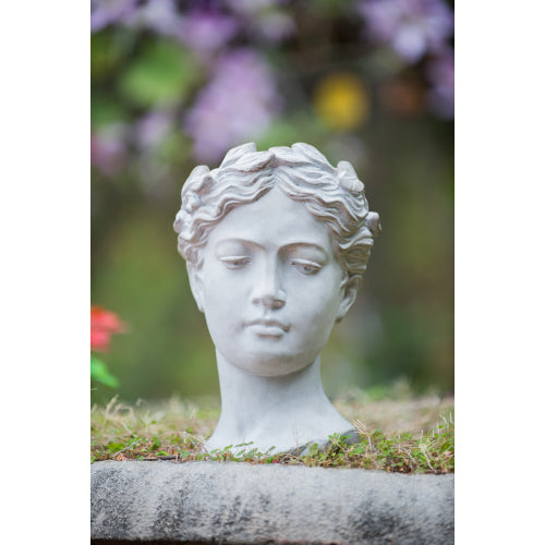 Female Statue Head Cement Planter, Greek/Roman Style Creative Portrait Cement Flower Pot, Unique Planter Pot for Indoor Outdoor Home Garden Decor