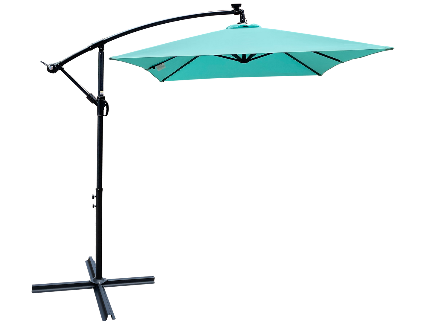 Rectangle 2x3M Outdoor Patio Umbrella Solar Powered LED Lighted Sun Shade Market Waterproof 6 Ribs Umbrella with Crank and Cross Base for Garden Deck Backyard Pool Shade Outside Deck Swimming Pool