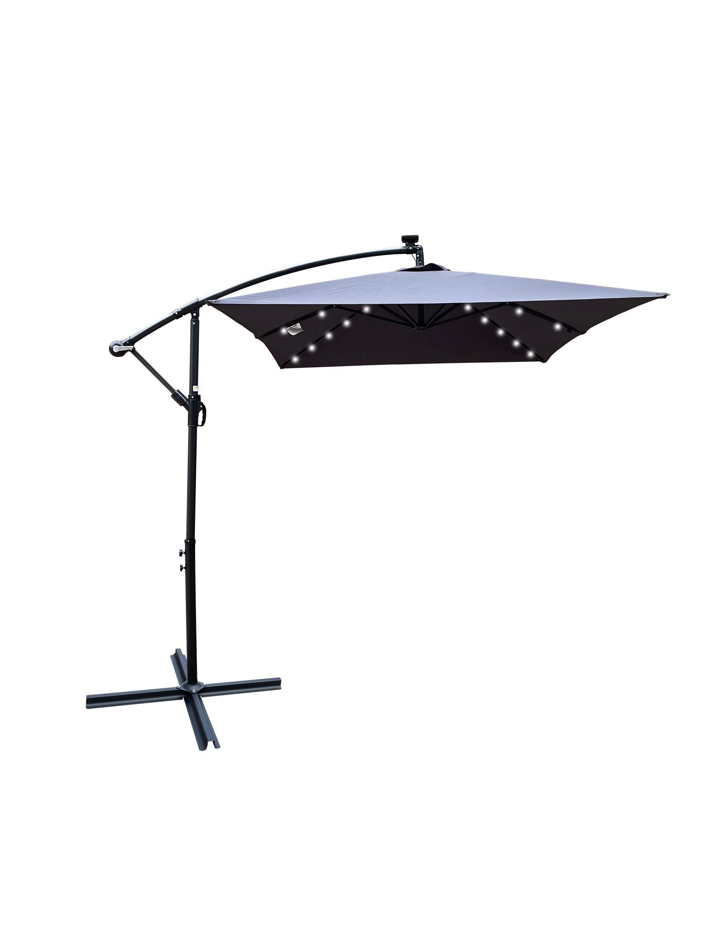 Rectangle 2x3M Outdoor Patio Umbrella Solar Powered LED Lighted Sun Shade Market Waterproof 6 Ribs Umbrella with Crank and Cross Base for Garden Deck Backyard Pool Shade Outside Deck Swimming Pool