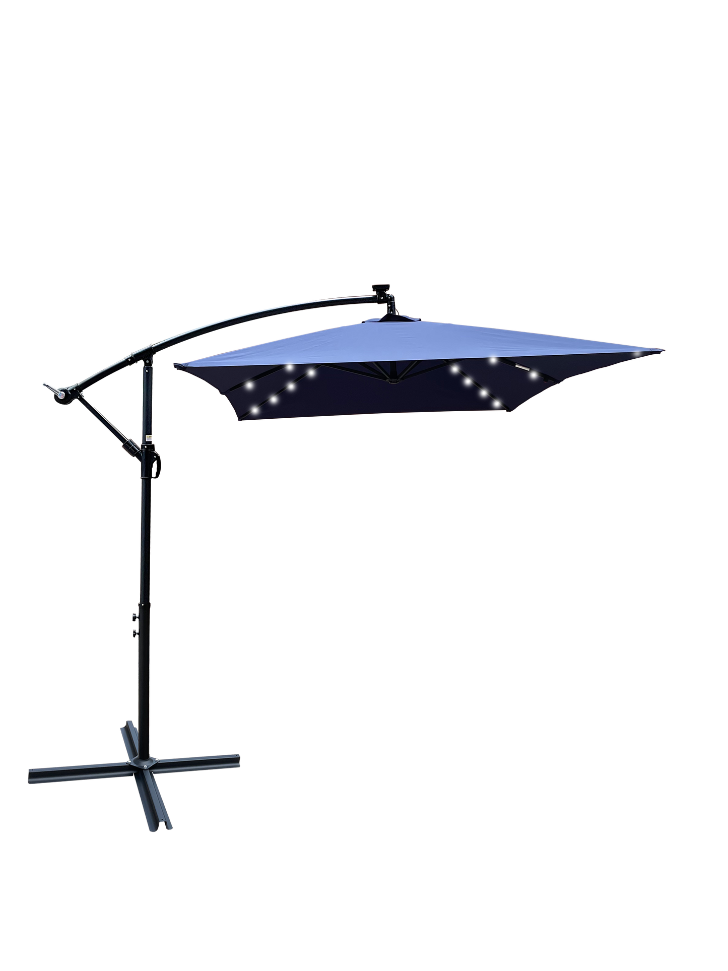 Rectangle 2x3M Outdoor Patio Umbrella Solar Powered LED Lighted Sun Shade Market Waterproof 6 Ribs Umbrella with Crank and Cross Base for Garden Deck Backyard Pool Shade Outside Deck Swimming Pool