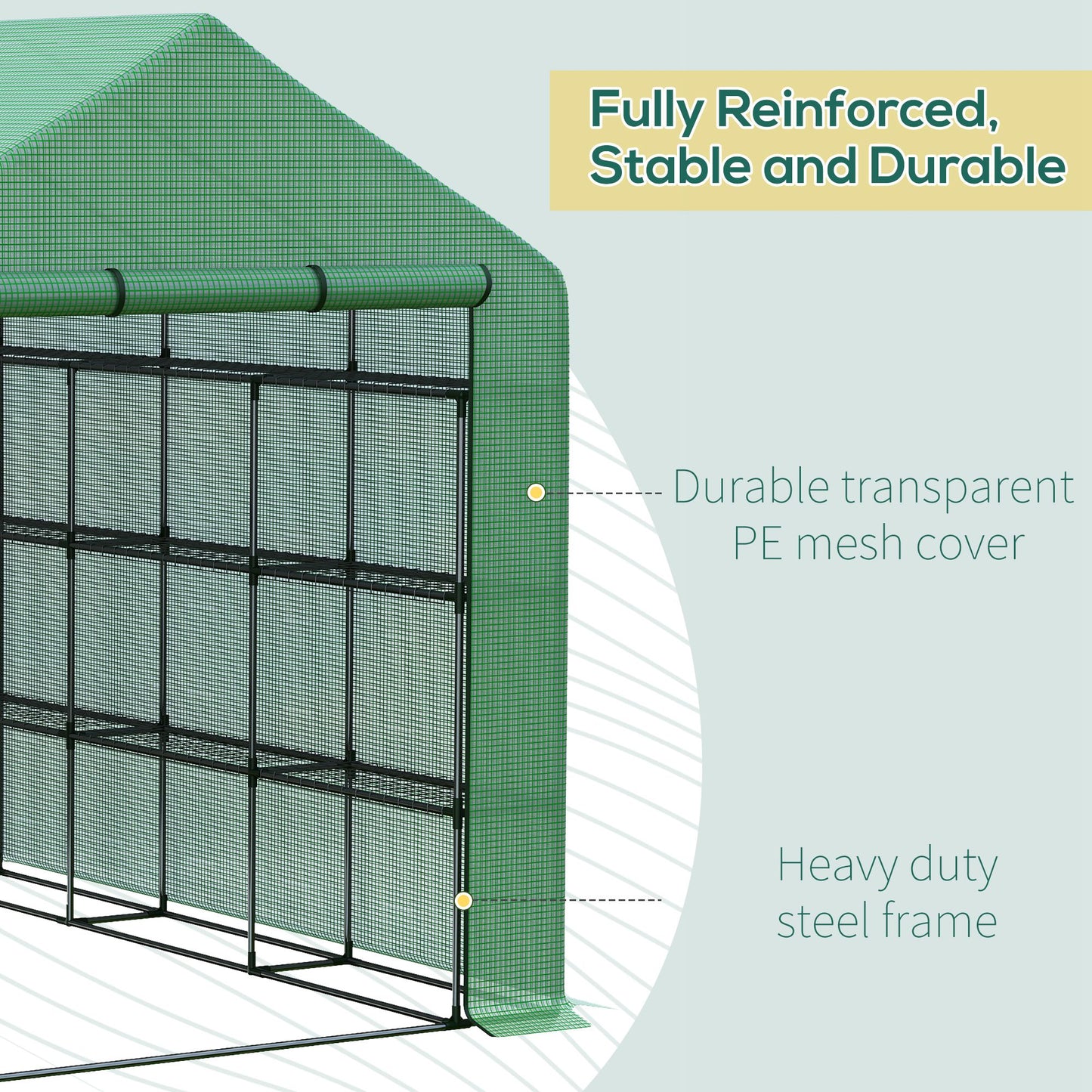 Walk-in Greenhouse for Outdoors with Roll-up Zipper Door, 18 Shelves, PE Cover, Small & Portable Build, Heavy Duty Humidity Seal, 95.25" x 70.75" x 82.75", Green