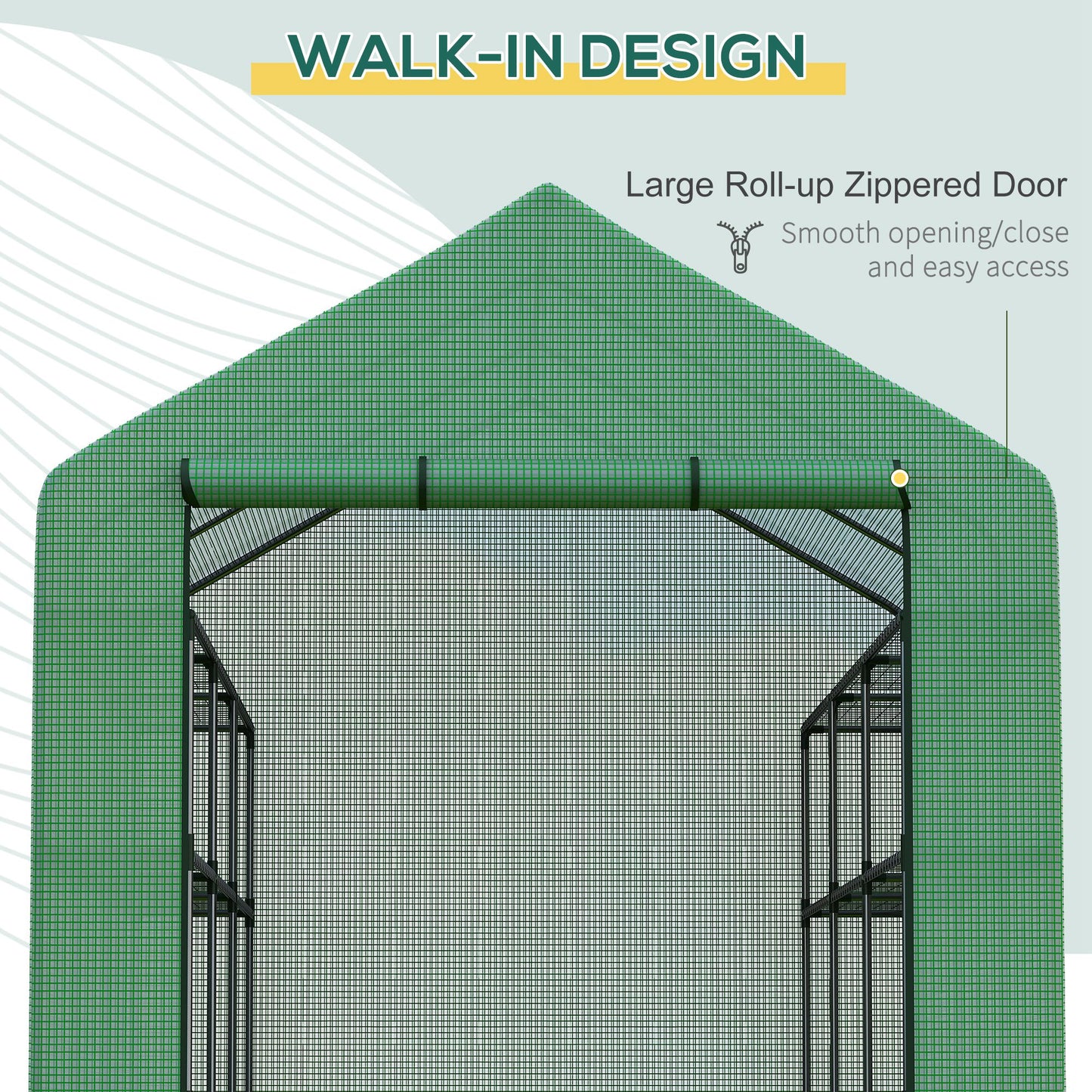 Walk-in Greenhouse for Outdoors with Roll-up Zipper Door, 18 Shelves, PE Cover, Small & Portable Build, Heavy Duty Humidity Seal, 95.25" x 70.75" x 82.75", Green