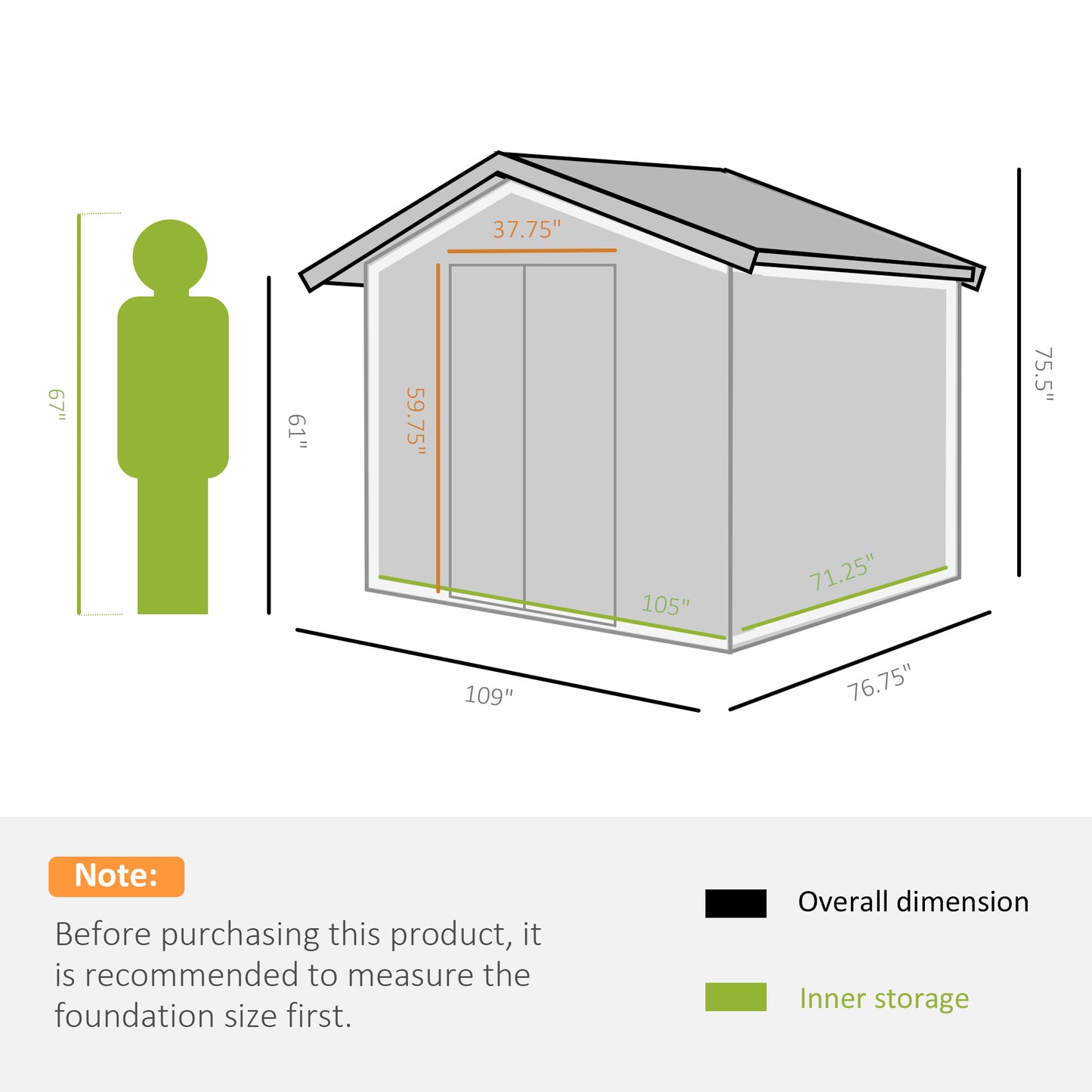 9' x 6' Outdoor Storage Shed, Garden Tool House with Foundation, 4 Vents, and 2 Easy Sliding Doors for Backyard, Patio, Garage, Lawn, Yellow