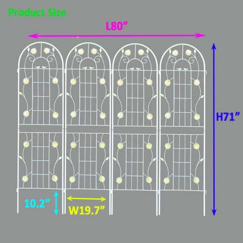 White 4-Pack 19.7 x 71 in. H Rustic Iron Arch Decoration Garden Trellis, Perfect for Supporting Climbing Plants Outdoor