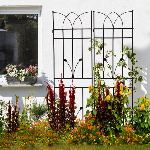 71 in. H 4-Pack Black Metal Garden Trellis Outdoor Rustproof Trellis for Climbing Plants