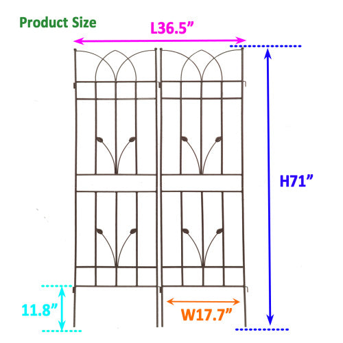 71 in. H 4-Pack Brown Metal Garden Trellis Rustproof Trellis for Climbing Plants Outdoor Flower Support
