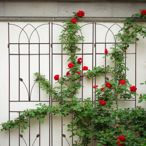 71 in. H 4-Pack Brown Metal Garden Trellis Rustproof Trellis for Climbing Plants Outdoor Flower Support