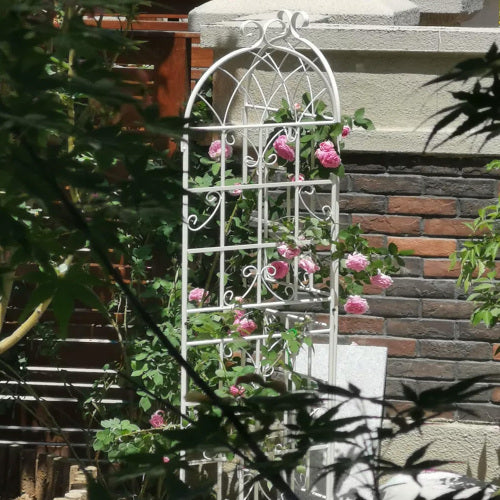 86.7 in. White Metal Garden Trellis Outdoor Flower Support (2-Pack)