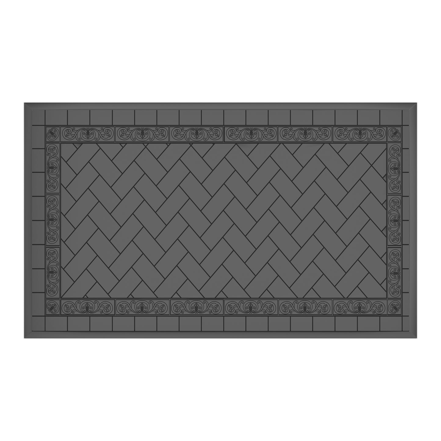 L59.05*W35.43-inch Cast Aluminum Patio Dining Table With Black Frame and Carved Texture on the Tabletop (same sku: W171084480)