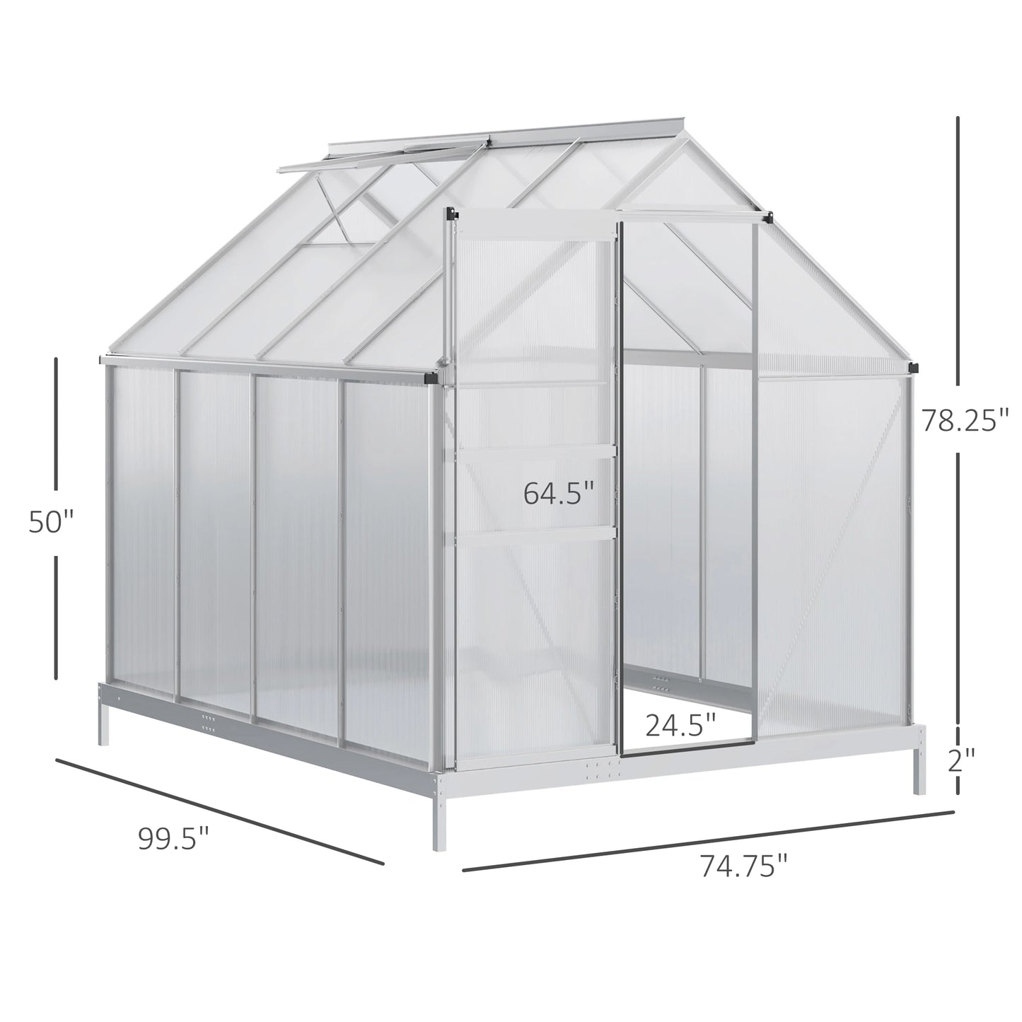 Silver  Outdoor Greenhouse 8' x 6'Walk-in Garden Greenhouse  for Winter