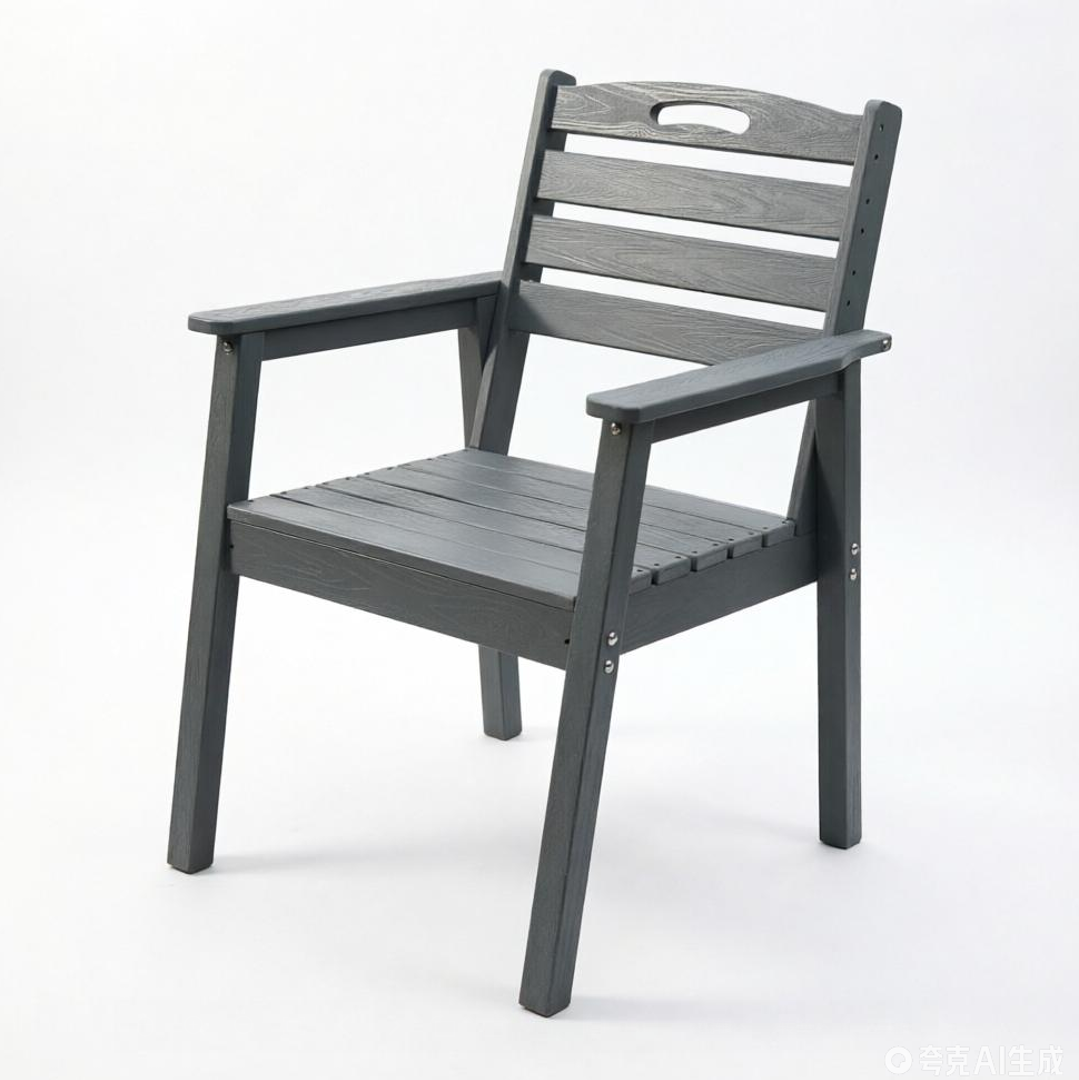 HDPE Outdoor Terrace Dining Chair Set, low maintenance - for gardens, backyards and decks - grey (backrest)