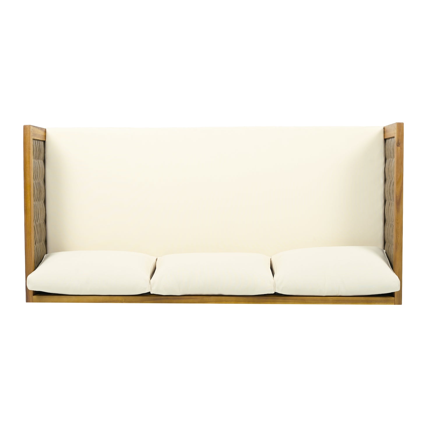CLAREMONT 3 SEATER DAYBED WITH RATTAN ARMS (BEIGE CUSHION)