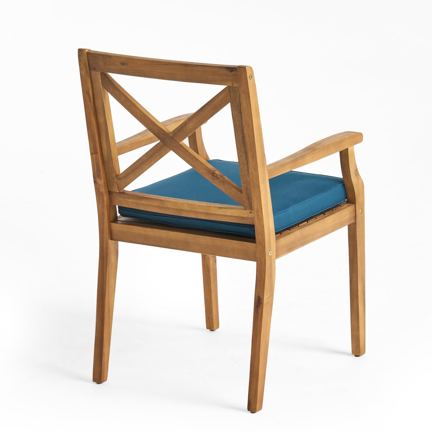 PERLA DINING CHAIR,2PCS with 2 Blue Cushions,for Backyard, Poolside, Garden