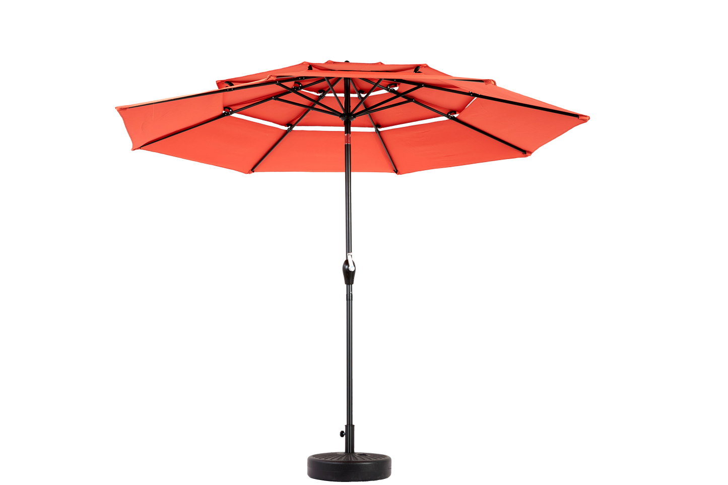 Aluminium 10ft 3 Tier Auto-tilt Umbrella ,Outdoor Patio Umbrella - Market Table Pool Deck Umbrella (Base Not Included)   - (orange )