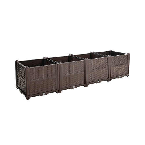 47.2 in. x 15.7 in. x 14. 7 in. Brown Plastic Rectangular Raised Garden Bed Outdoor Planter Box with Self-Watering