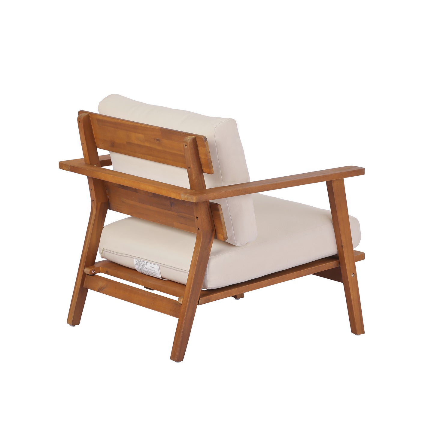 29.5" Mid-Century Modern Acacia Wood Outdoor Club Chair, Patio Armchair with Weather-Resistant Cushions & Solid Hardwood Frame